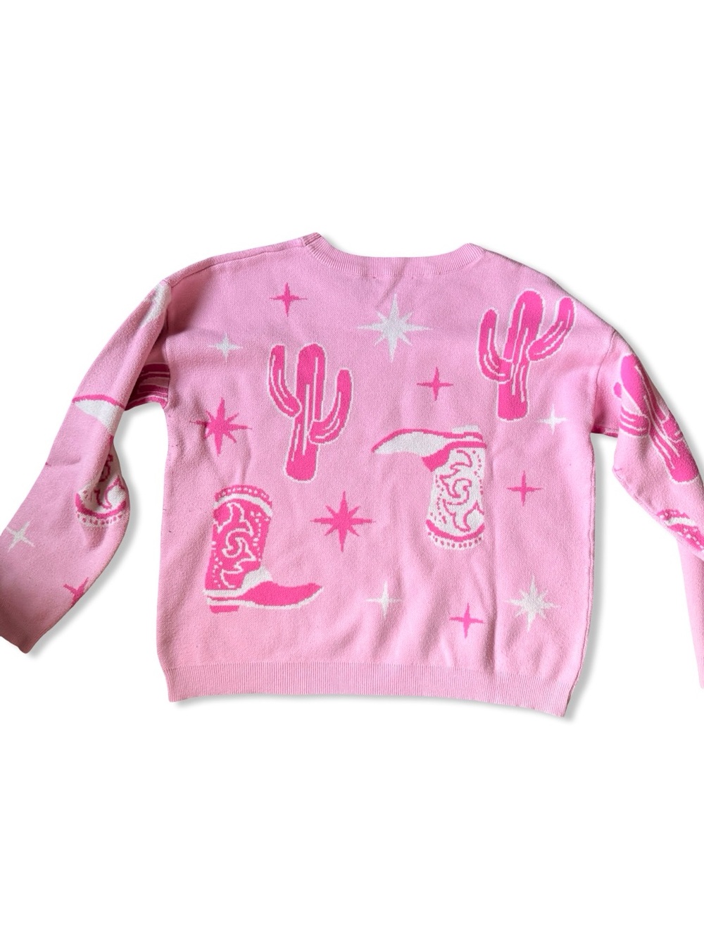 Pink Clover Pink Cowgirl Cactus Crewneck Sweater - Picture 2 of 2
